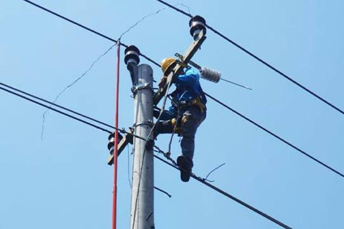pemasangan penangkal petir oleh PLN pada jaringan listrik distribusi