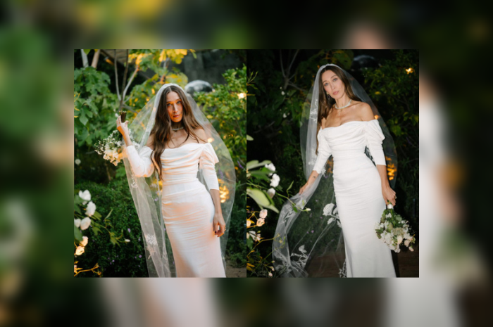 Alana Hadid tampak menawan di hari bahagianya