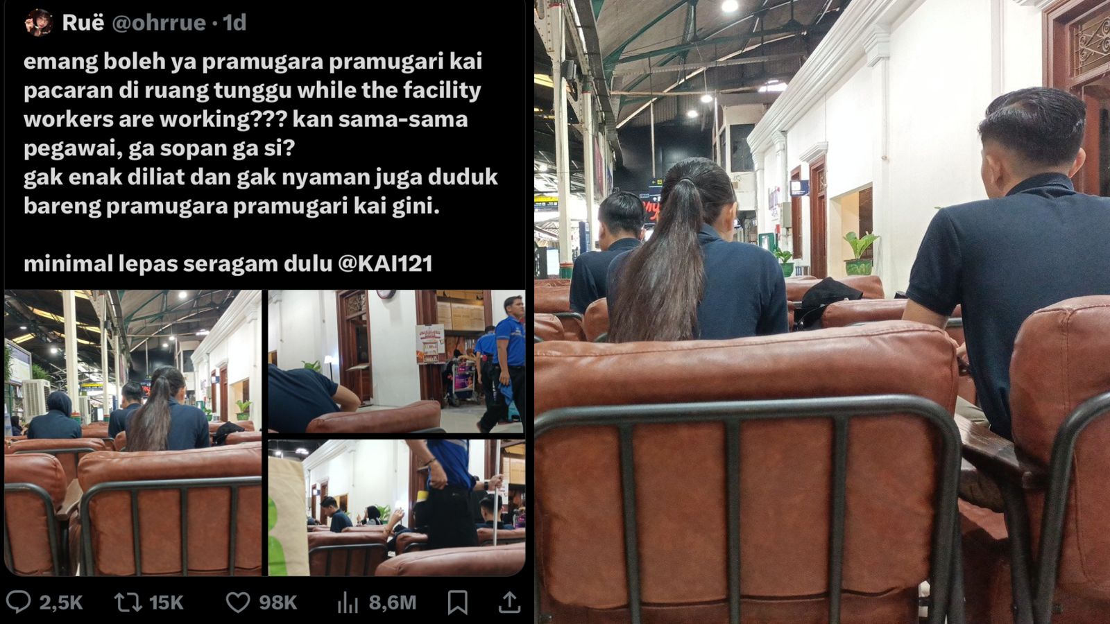 Pemilik akun @ohrrue beranggapan bahwa gambar itu akan digunakan sebagai bukti bahwa mereka sedang terlibat dalam hubungan romantis dan berperilaku tidak pantas di tempat umum.