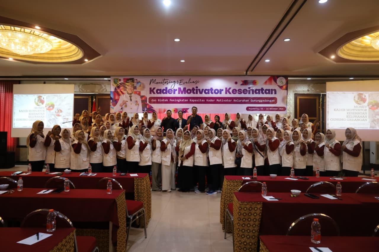DIOPTIMALKAN: Kader motivator kesehatan Kelurahan Gunung Gedangan, Kecamatan Magersari, mengikuti monev di Hotel Vanda, Trawas, 12-13 Desember 2025.