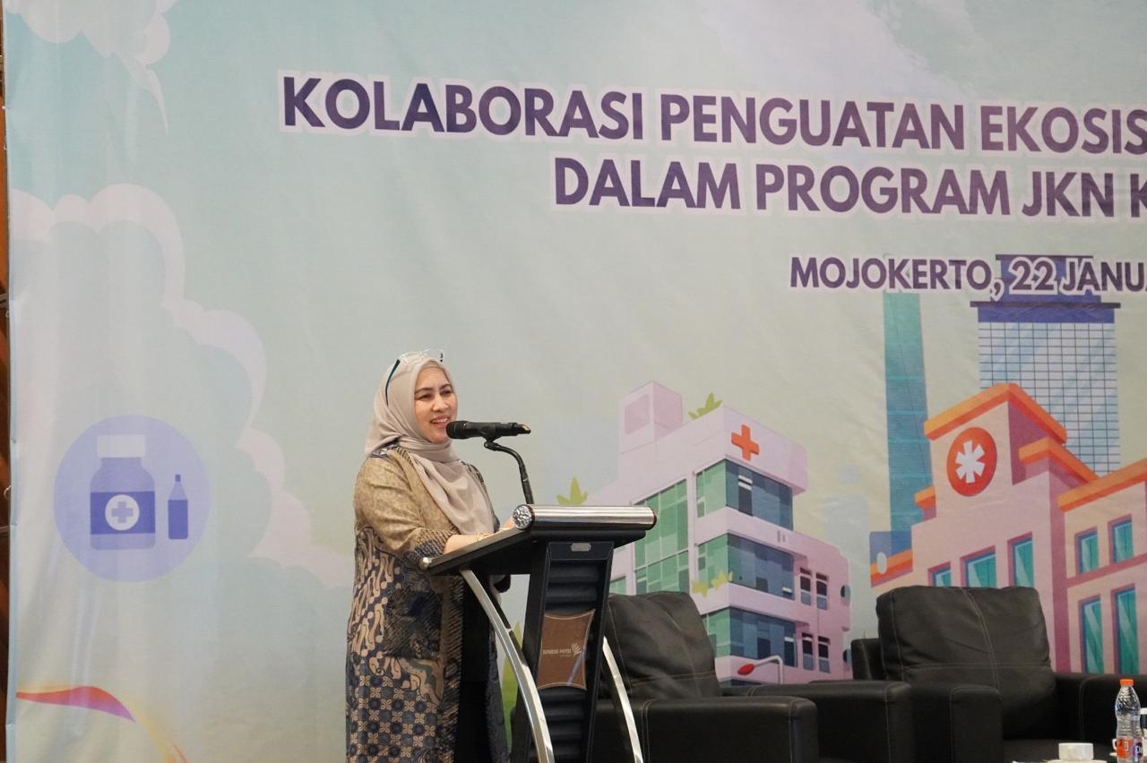 Kepala BPJS Kesehatan Cabang Mojokerto Elke Winasari saat giat Kolaborasi Penguatan Ekosistem Anti Kecurangan dalam Program JKN.