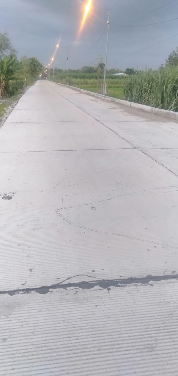 AKSES UTAMA: Pengendara melintas di jalan yang baru dibangun di Dusun Kelompok, Desa Mojogebang, Kecamatan Kemlagi.
