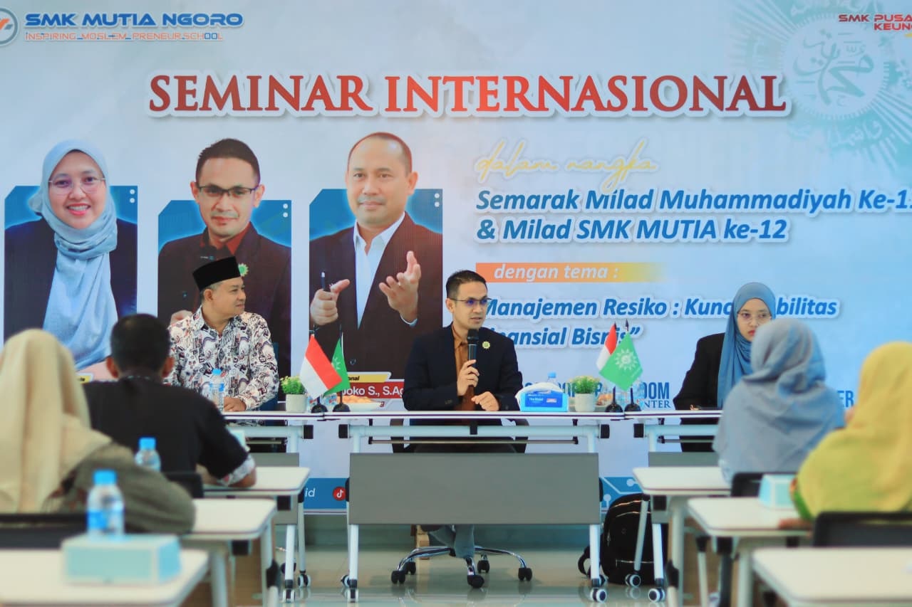 MANCANEGARA: Seminar internasional yang digelar SMK Mutia Ngoro mendatangkan narasumber dari luar negeri.