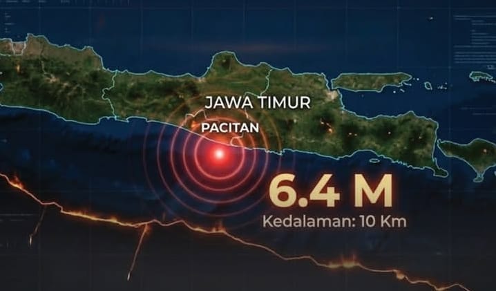 Peta Lokasi Gempa Bumi Pacitan Magnitudo 6,4