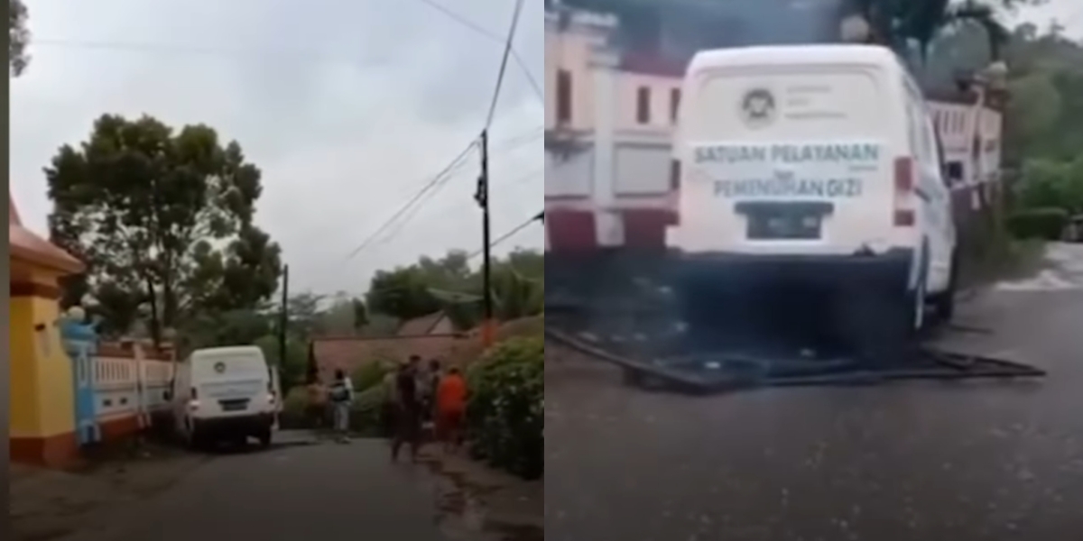 Sopir layanan  SPPG tabrak gerbang SDN Clapar