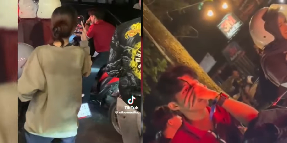 Tangkapan layar video viral seorang yang diduga merupakan pelaku pencuri helm di acara bubaran konser NDX di Malang pada Minggu (8_2_2026)