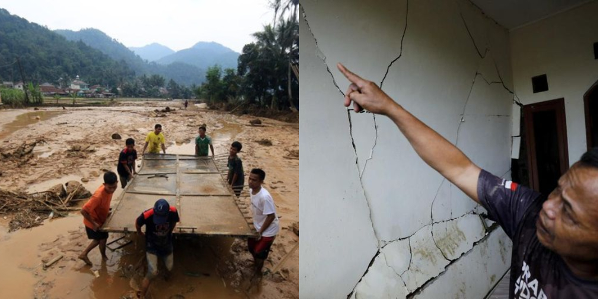 Potret dampak banjir yang melanda Kabupaten Bogor usai diguyur hujan dengan intensitas tinggi.