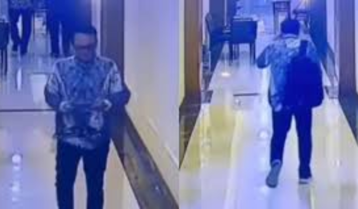 Maling yang menyamar sebagai tamu terekam kamera CCTV di salah satu hotel mewah di Jakarta