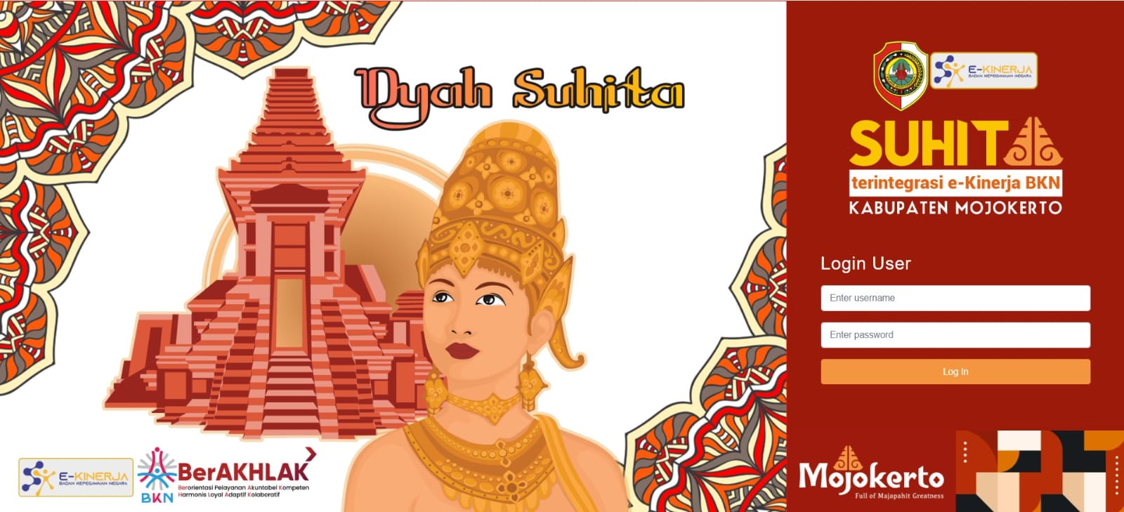 Aplikasi berbasis e-kinerja alias Suhita milik BKPSDM Kabupaten Mojokerto.
