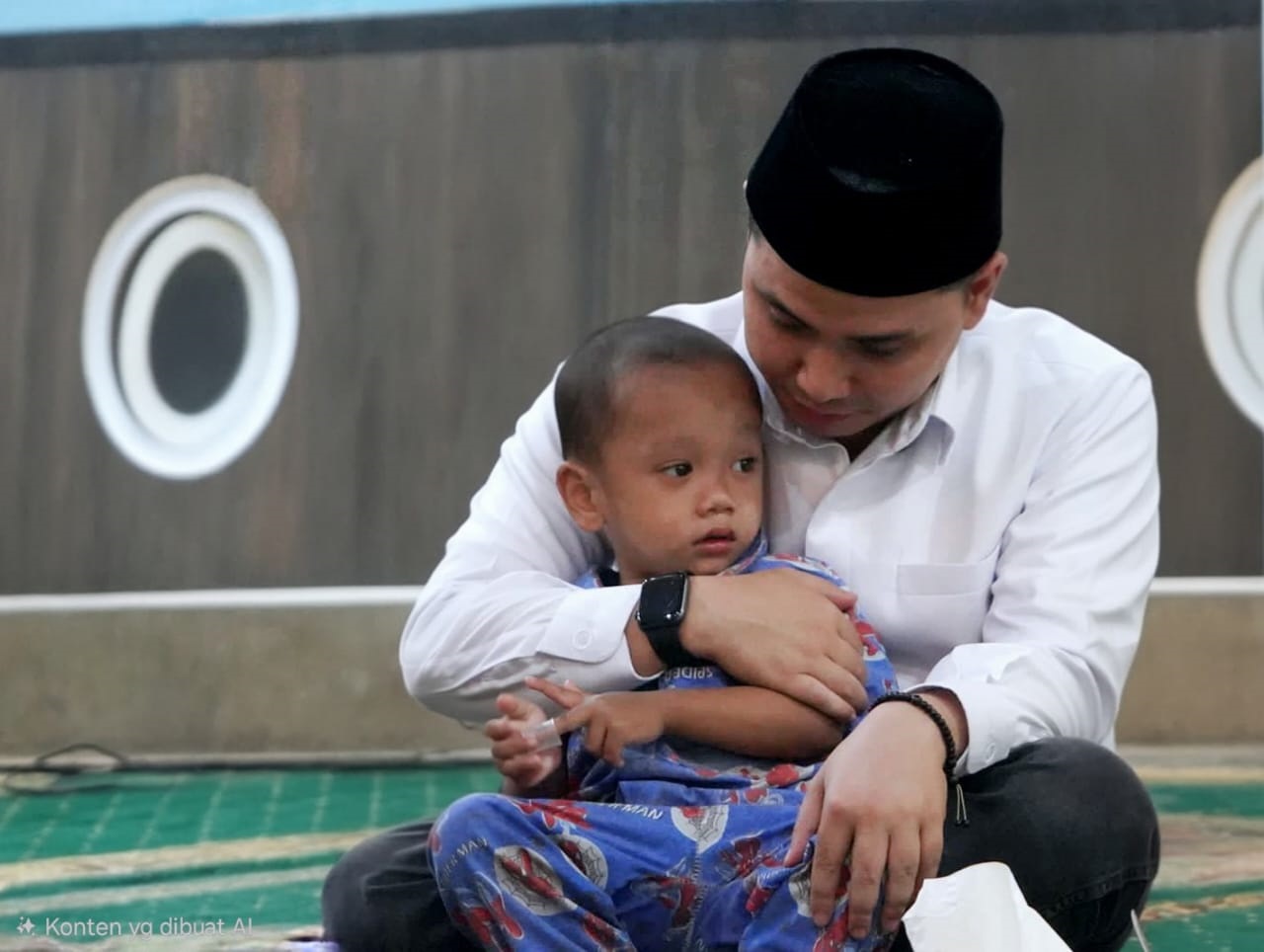 AKRAB: Bupati Muhammad Albarraa terlihat akrab dengan salah satu penghuni lembaga kesejahteraan sosial anak (LKSA).  