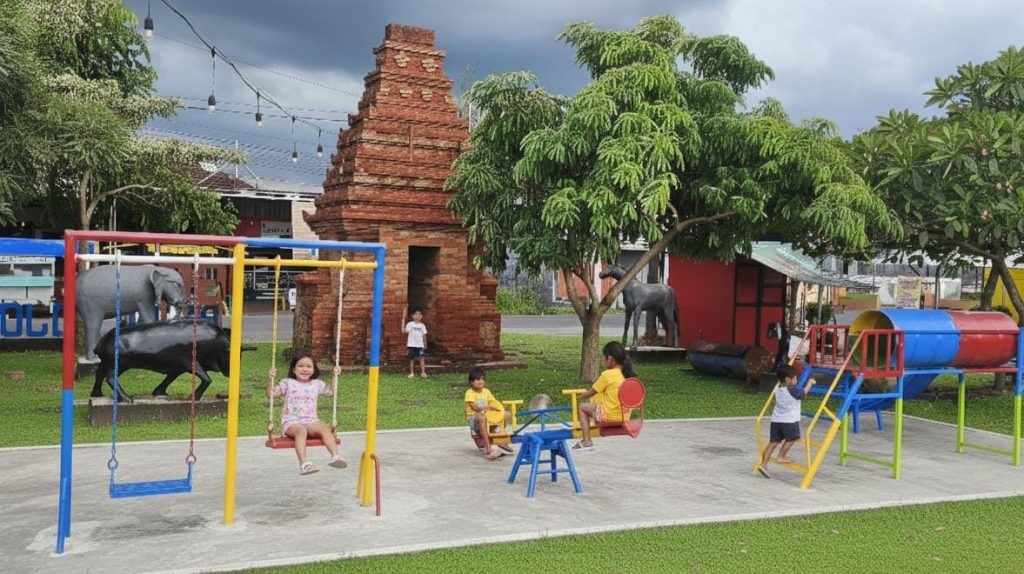 BERSOLEK: Taman GGS Pawon Majapahit menjadi salah satu destinasi favorit selama ramadan tahun ini.  