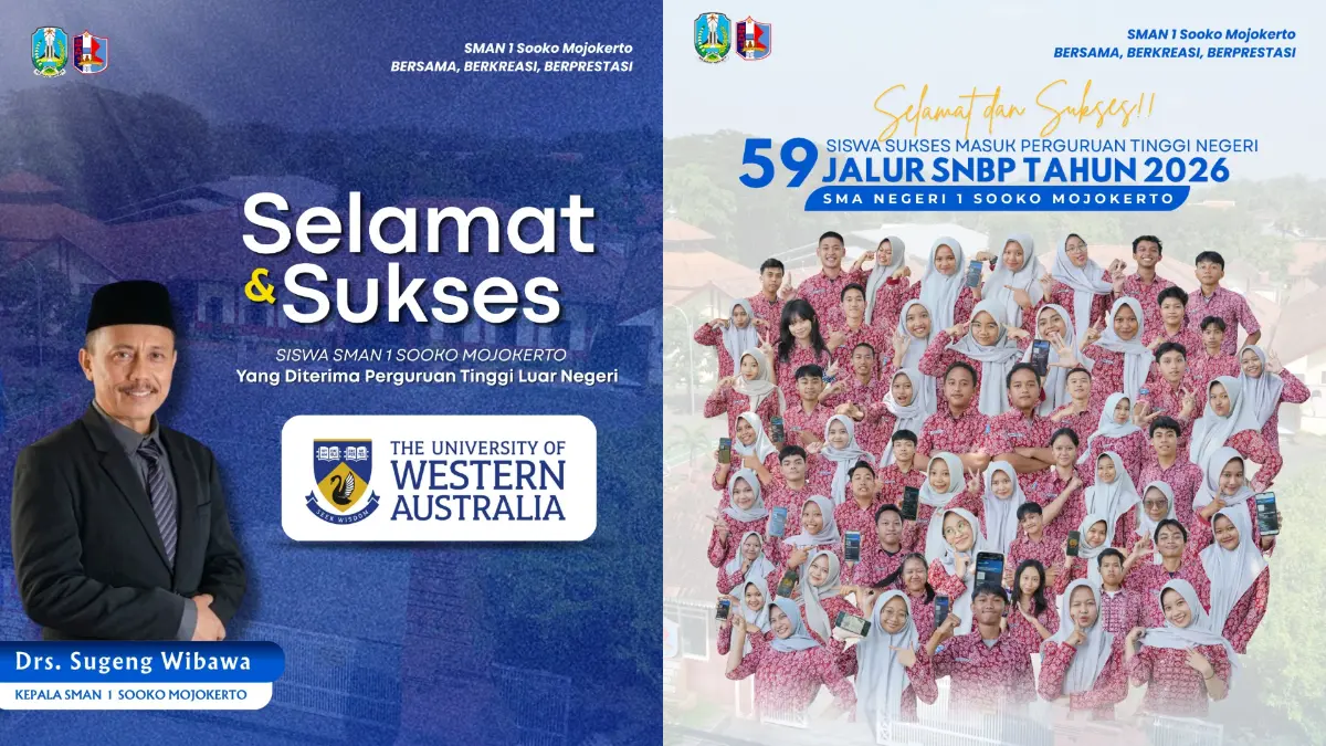 SISWA ELIGIBLE: Puluhan siswa SMAN 1 Sooko dinyatakan lolos jalur prestasi dan berhasil diterima di perguruan tinggi negeri (PTN) dalam negeri hingga luar negeri.