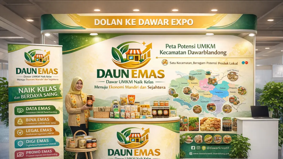 Kecamatan Dawarblandong menghadirkan inovasi Daun Emas (Dawarblandong UMKM naik kelas menuju ekonomi mandiri dan sejahtera). 