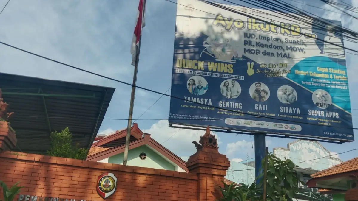 Kantor Dinas Pengendalian Penduduk, Keluarga Berencana, dan Perlindungan Perempuan (DP2KBP2) Kabupaten Mojokerto di Jalan RA Basuni, Sooko, Kabupaten Mojokerto. (dok JPRM)
