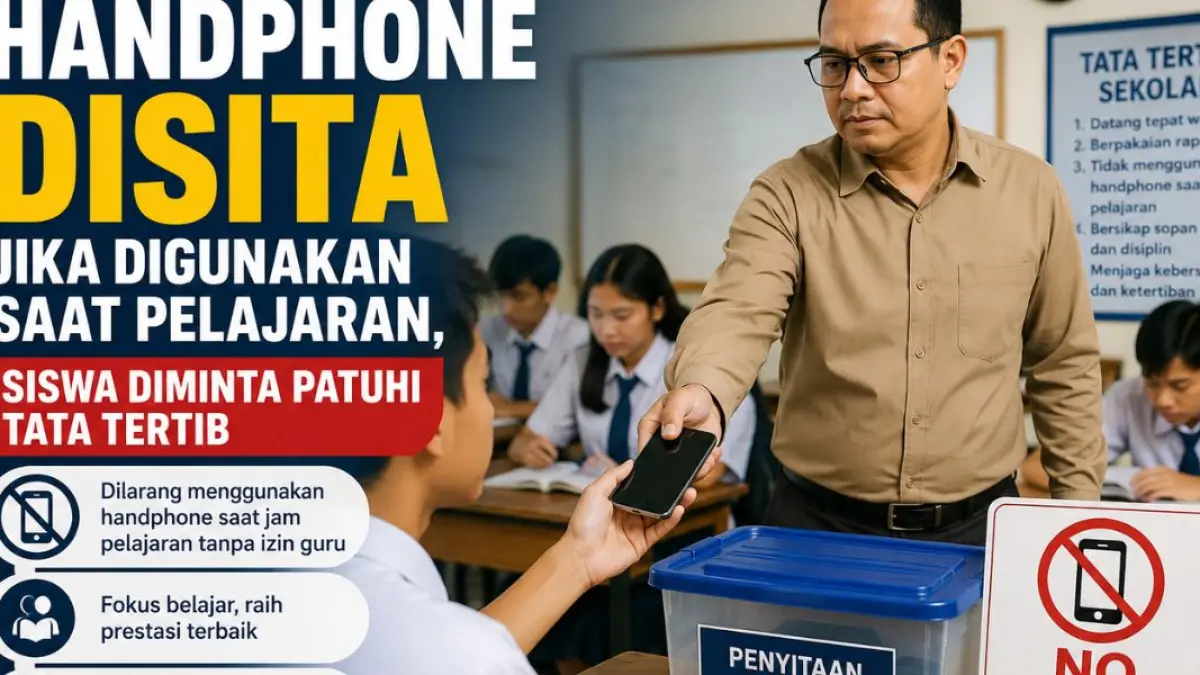 Handphone Disita Jika Digunakan Saat Pelajaran, Siswa Diminta Patuhi Tata Tertib.