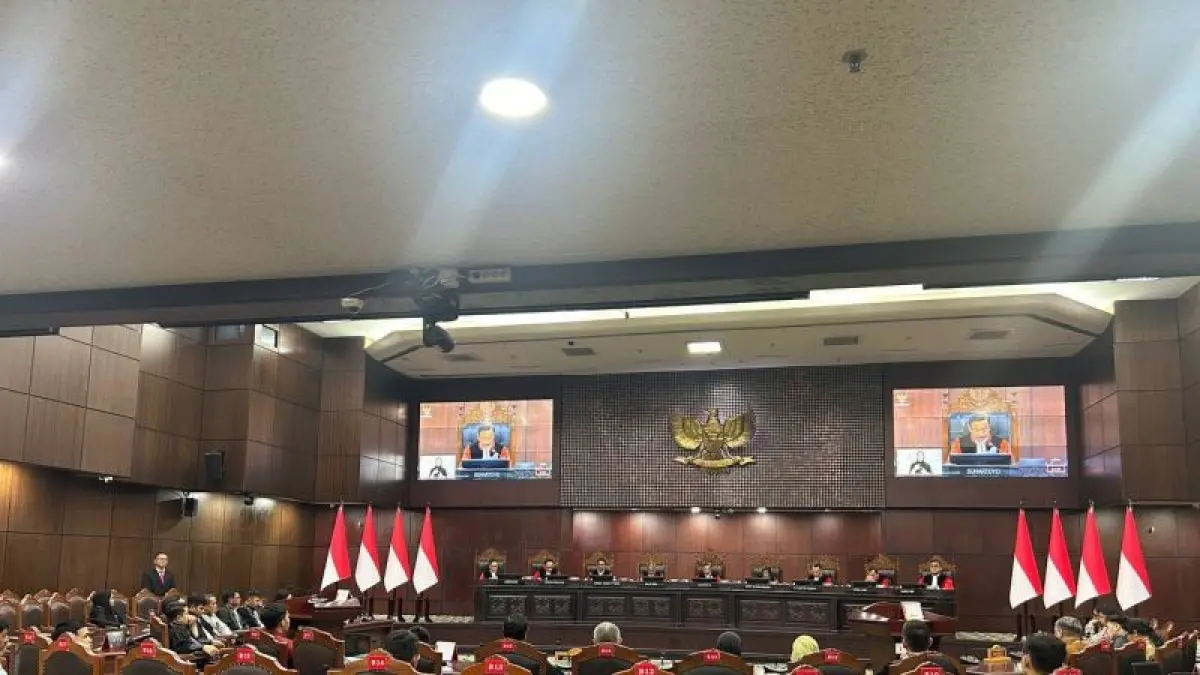 Sidang pengucapan putusan dan ketetapan Mahkamah Konstitusi di ruang sidang Gedung I MK, Jakarta, Selasa (12/5/2026). (ANTARA/Laily Rahmawaty)
