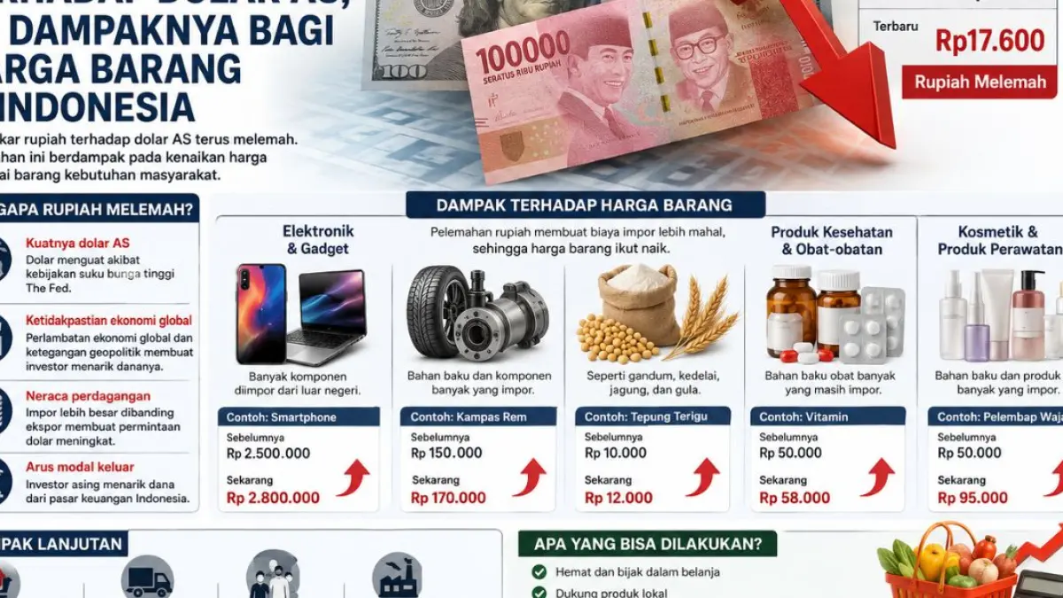 Rupiah Melemah terhadap Dolar AS, Ini Dampaknya bagi Harga Barang di Indonesia.