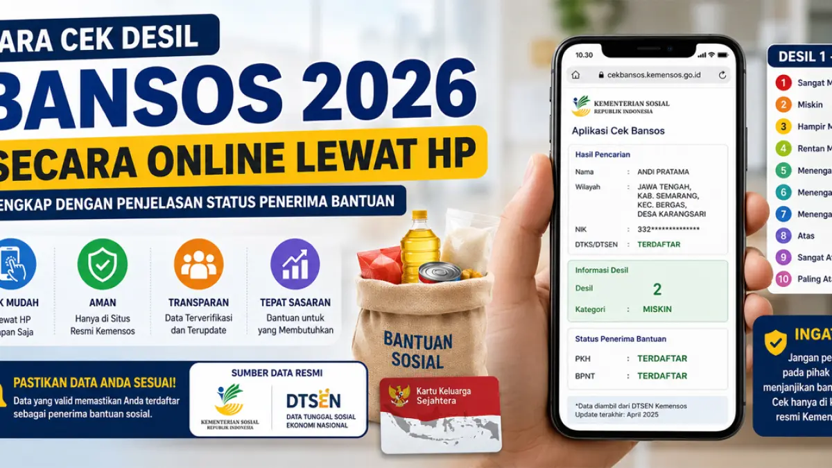 Cara cek desil bansos 2026 lewat hp