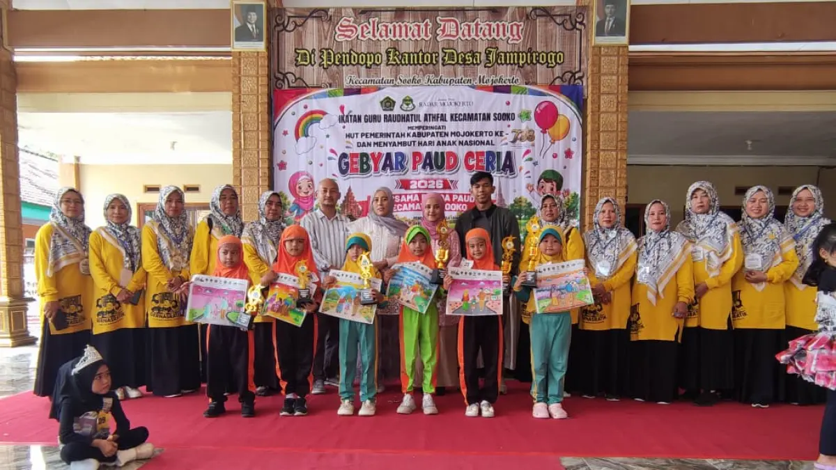 DISELEKSI KETAT:&nbsp;Pelaksanaan lomba event Gebyar PAUD Ceria 2026 Bersama Ning Hanna di Kecamatan Sooko, beberapa waktu lalu. (Indah JPRM)