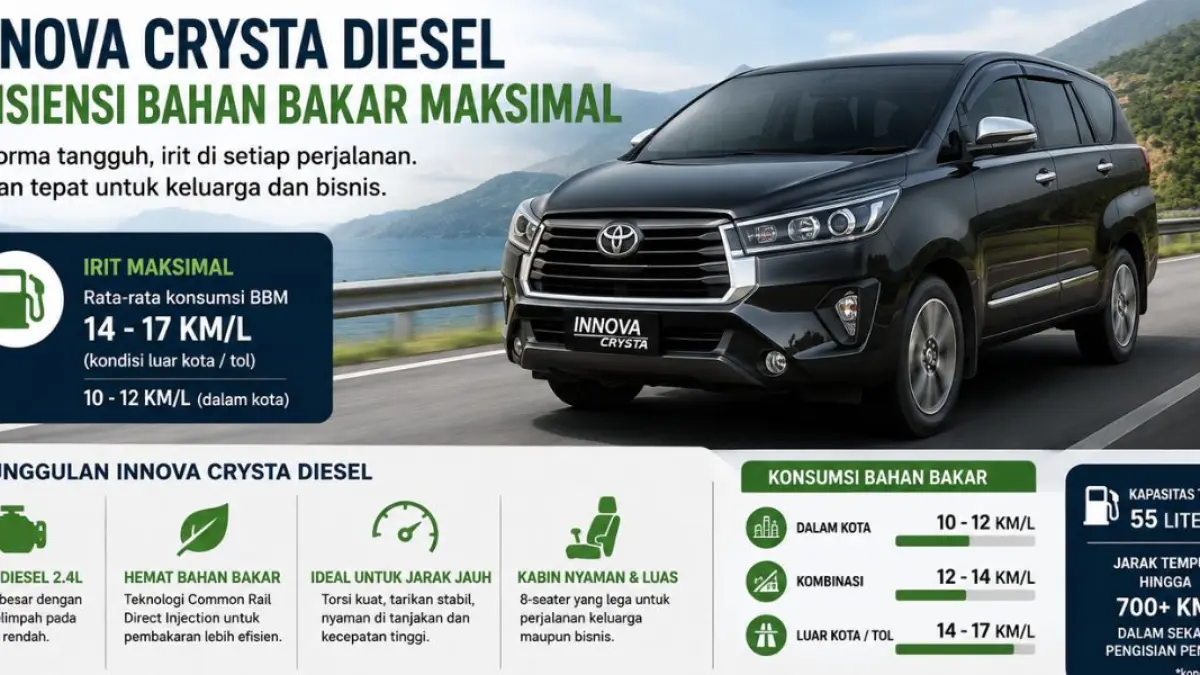 Innova Crysta Diesel: Efisiensi Bahan Bakar Maksimal.