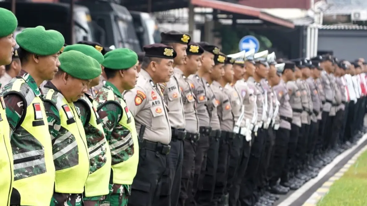 DISIAGAKAN: Personel Polres Mojokerto Kota disiagakan dalam operasi KRYD pengamanan peringatan Tahun Baru Islam atau Suroan 2026.&nbsp;(dok JPRM)