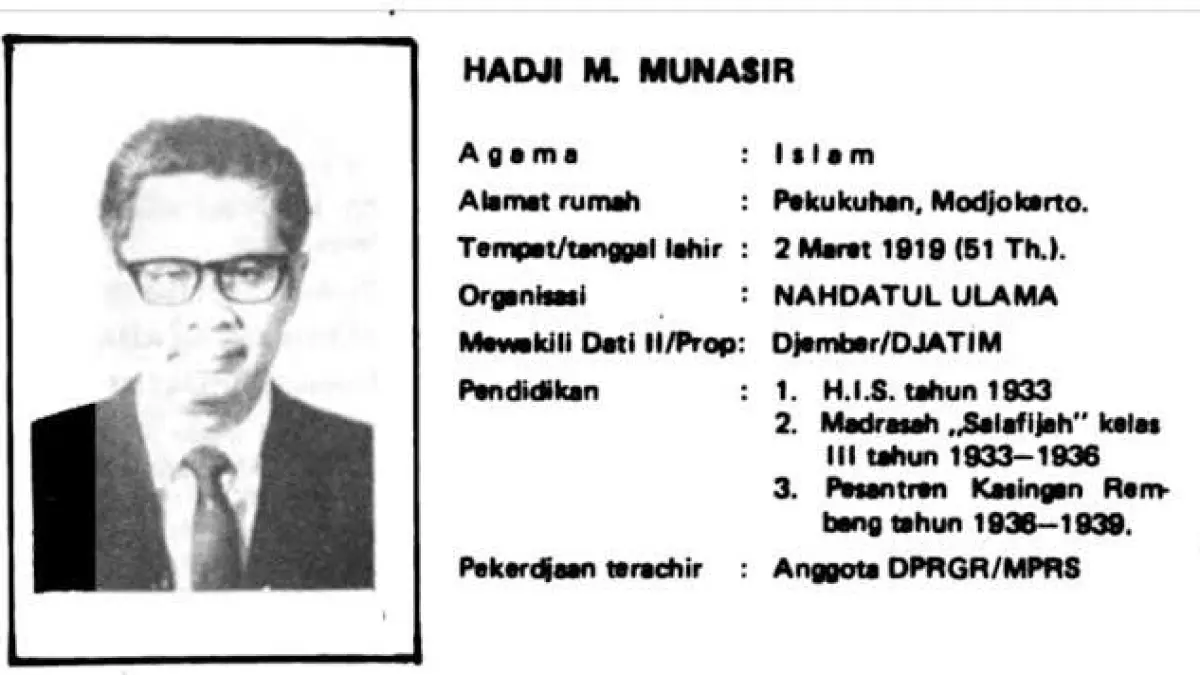 DARAH PEJUANG: Mendiang Kiai Munasir yang semasa hidup pernah menjadi Komandan Batalyon Condromowo dan pejuang Laskar Hisbullah Mojokerto.