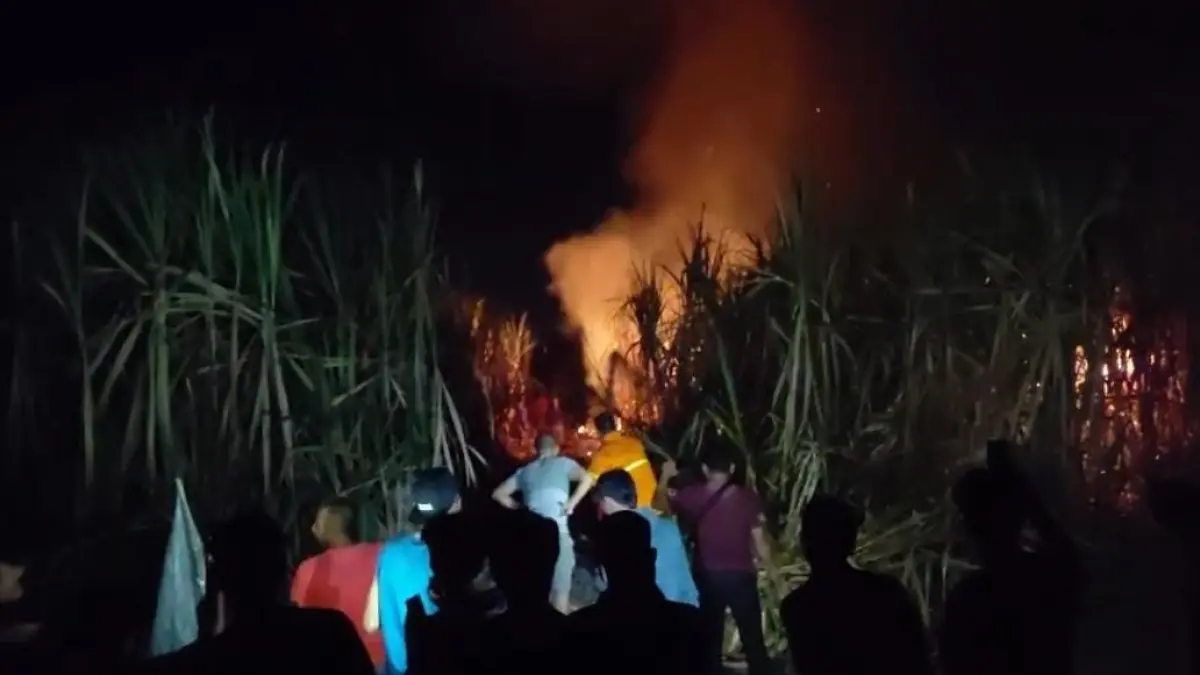 DITANGGULANGI: Personel gabungan berupaya memadamkan api yang membakar vegetasi hutan dan semak belukar di lereng Gunung Biru yang masuk kawasan Tahura R. Soerjo, Kabupaten Mojokerto, kemarin (15/7). (dok BPBD Kabupaten Mojokerto for JPRM)