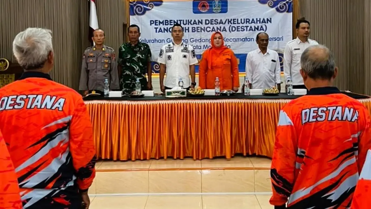 PENCEGAHAN: BPBD Kota Mojokerto menggelar pembentukan destana di Kelurahan Gunung Gedangan Kecamatan Magersari. (Martda JPRM)
