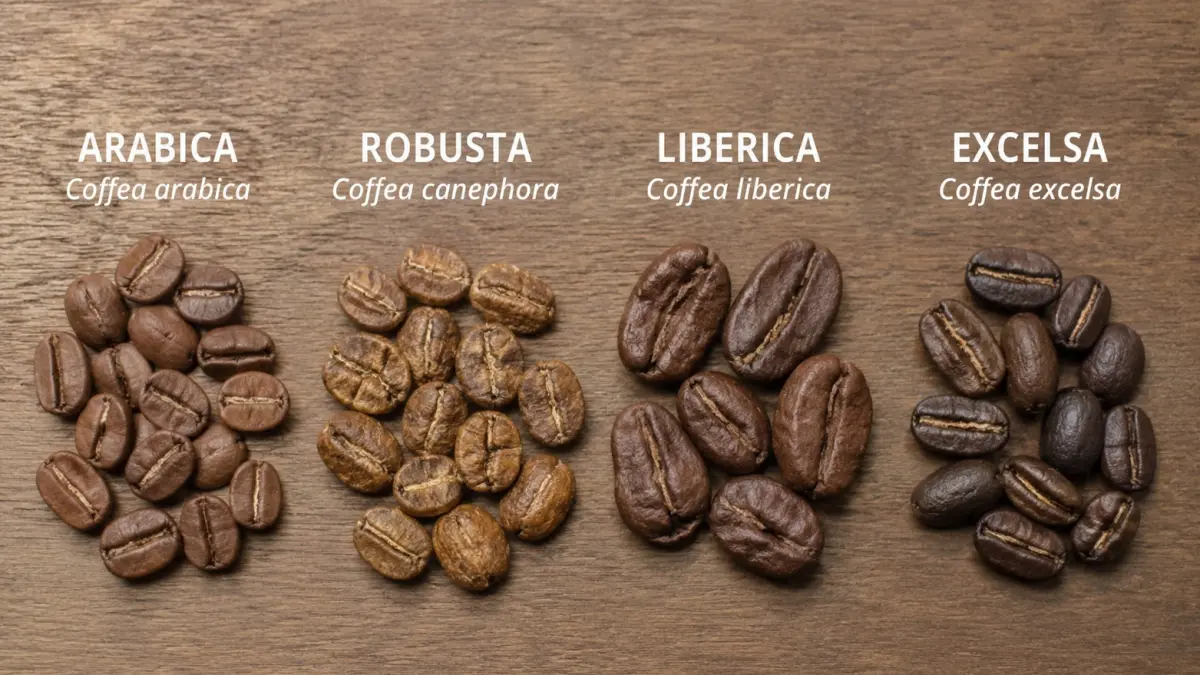 Perbedaan empat jenis kopi yang dibudidayakan di Indonesia. Arabika, robusta, liberika, dan excelsa memiliki karakteristik biji, aroma, serta cita rasa yang menjadi ciri khas masing-masing.