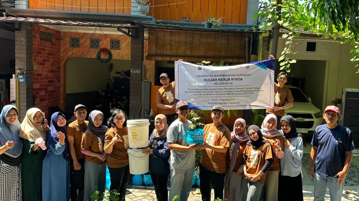 Kelompok 40 Kuliah Kerja Nyata (KKN) Universitas Muhammadiyah Surabaya melaksanakan program pemberdayaan masyarakat di Griya Permata Meri RT 04/RW 05, Kelurahan Meri, Kota Mojokerto, selama satu bulan, mulai 6 Juli hingga 6 Agustus 2026.