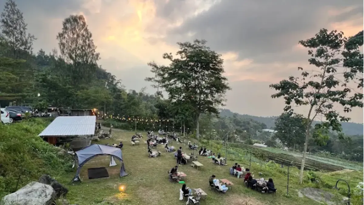 Alam Teduh Pacet tawarkan suasana alam yang adem dan view indah, cocok untuk healing tipis-tipis sambil ngopi.