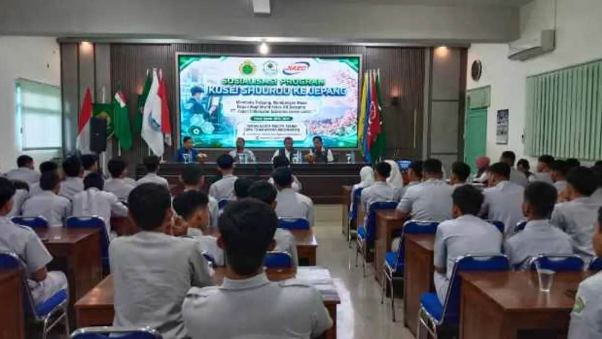 SIAP BEKERJA: Sebanyak 80 siswa SMK Tamansiswa Mojokerto mengikuti Sosialisasi Program Ikusei Shuurou ke Jepang di Aula SMK Tamansiswa Mojokerto, Jalan Panderman VIII, Kota Mojokerto, beberapa waktu lalu.