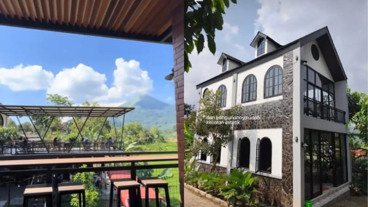 Tampilan Full Barokah dengan area makan terbuka yang menawarkan pemandangan hamparan sawah dan pegunungan. Bangunan resto bergaya modern dengan nuansa pedesaan menjadi salah satu daya tarik tempat makan ini.
