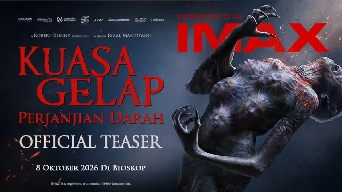 Poster resmi film Kuasa Gelap 2, yang akan tayang serentak di bioskop dan jaringan IMAX mulai 8 Oktober 2026.