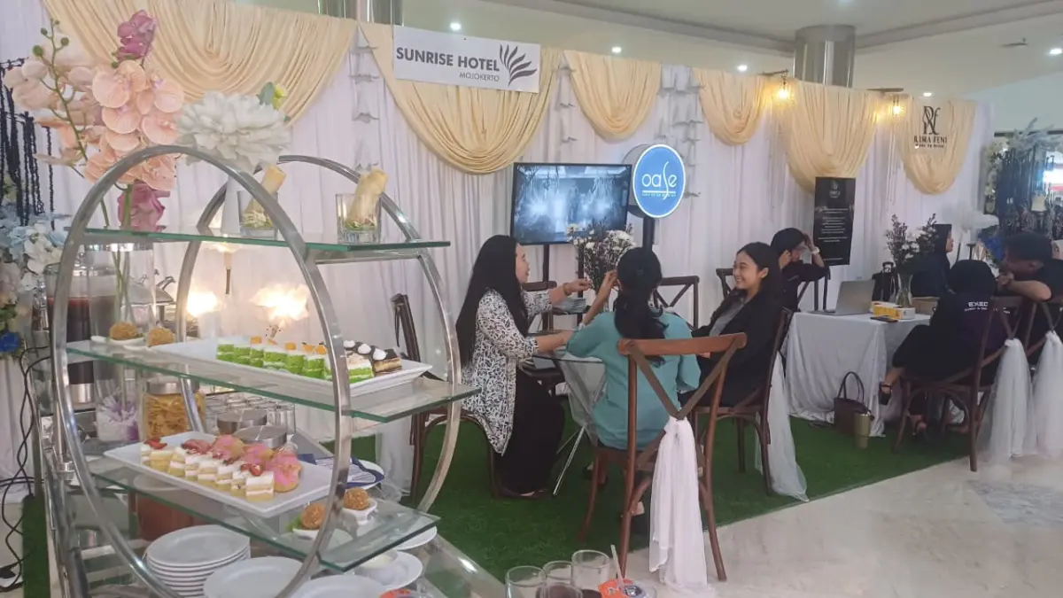 SIAP: Booth pameran pernikahan persembahan Sunrise Hotel Mojokerto di Atrium Sunrise Mall Mojokerto siap melayani Anda.