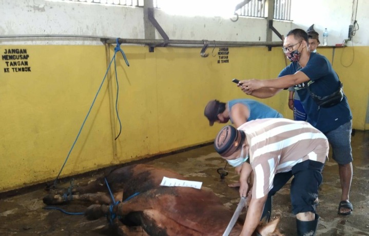 RPH: Petugas penyembelihan hewan di salah satu RPH, kemarin.