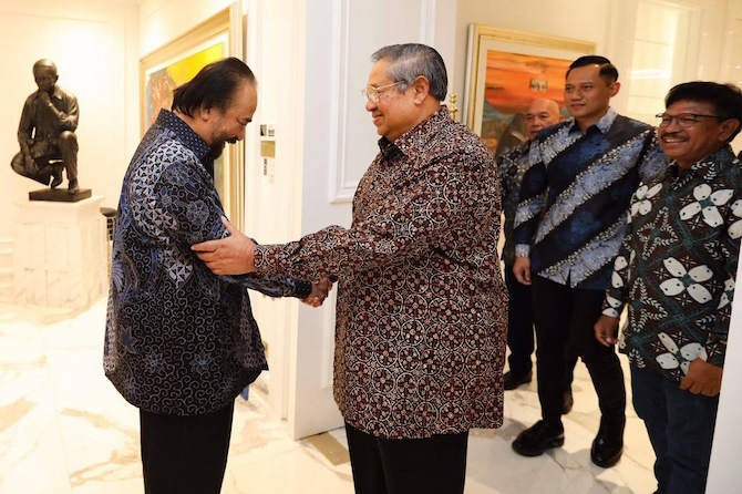 Pertemuan Ketua Majelis Tinggi Partai Demokrat Susilo Bambang Yudhoyono (SBY), Ketua Umum Agus Harimurti Yudhoyono (AHY) dan Ketua Umum Partai Nasdem Surya Paloh, mengundang banyak spekulasi politik. (istimewa)