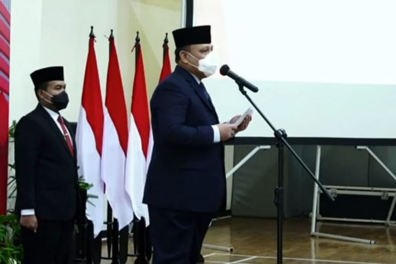 Tangkapan layar Ketua KPK Firli Bahuri saat memberi sambutan dalam acara pelantikan dua pejabat pimpinan tinggi madya di Gedung Juang Merah Putih KPK, Jakarta, Jumat (8-7-2022) sebagaimana dipantau dari kanal YouTube KPK RI. ANTARA/Benardy Ferdiansyah