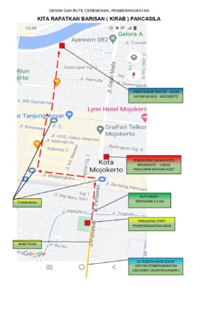 peta rute Kirab Pancasila.