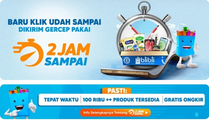 CEPAT: Blibli punya fitur Pengiriman Cepat 1 hari yang akan mengirim pesanan Anda hanya dalam waktu 2 jam saja. (tangkapan layar/dok JPRM)