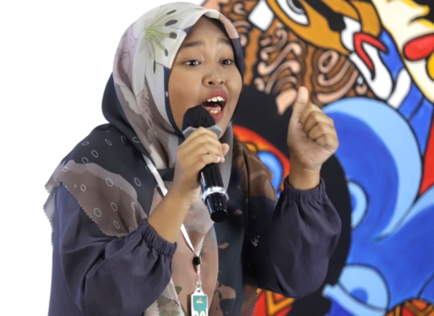 APIK: Wahyu Citra Lestari saat mengikuti ajang Pemilihan Dai Ramadan (Pildarama) 2023 besutan Jawa Pos Radar Mojokerto, Ramadan lalu. (Sofan Kurniawan/JPRM) 