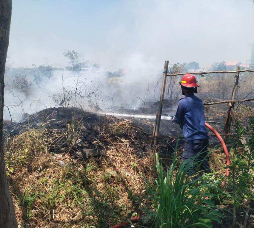 PUNTUNG ROKOK: Dinas Damkarla Pemkab Gresik menyebut pemicu utama kebakaran lahan kosong di Gresik diakibatkan puntung rokok.