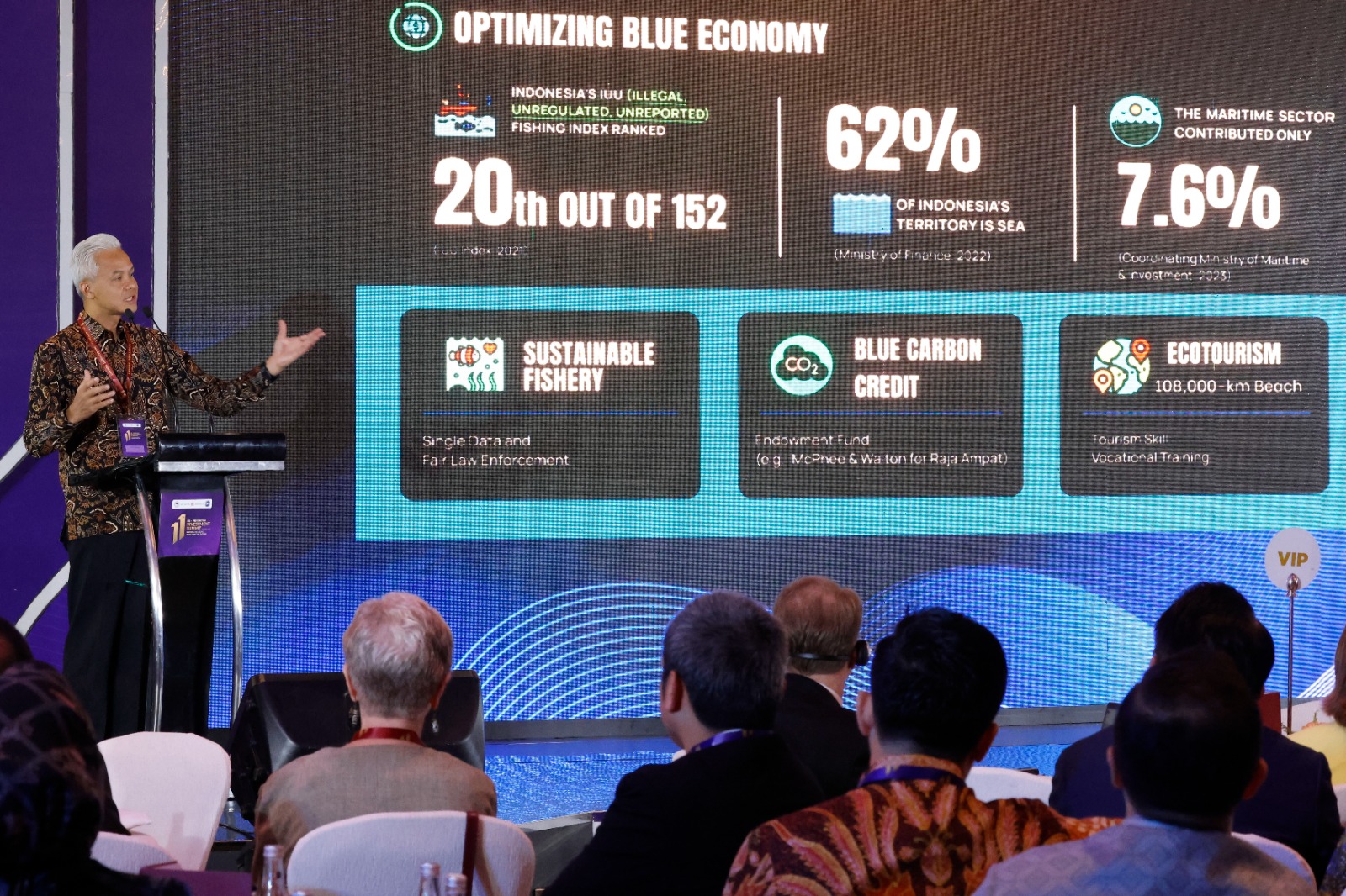 KOMITMEN TINGGI: Ganjar Pranowo hadir dalam acara US-Indonesia Investment Summit ke-11 yang diselenggarakan oleh AmCham Indonesia dan US Chamber of Commerce di Jakarta, pada Selasa (24/10).
