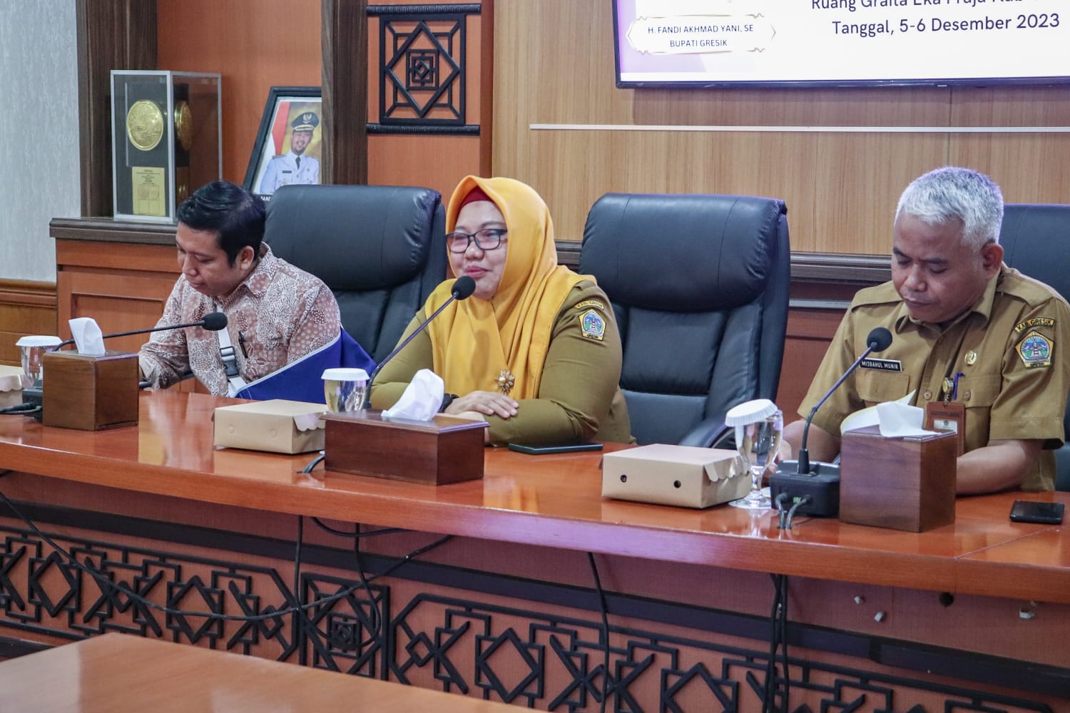 OPTIMISME: Wakil Bupati Gresik Aminatun habibah  menggaungkan program penurunan kemiskinan ekstrim di Gresik.