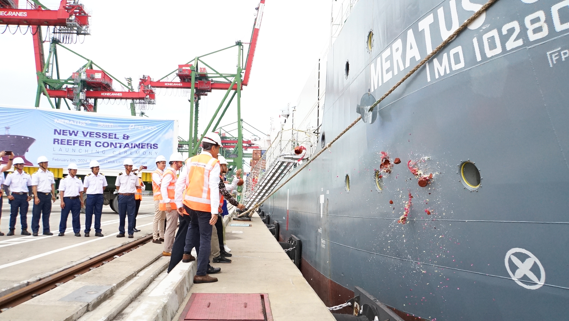 KOLABORASI: Kapal baru MV Cilegon milik Meratus membantu pengembangan bisnis transportasi di pelabuhan Terminal Teluk Lamong.
