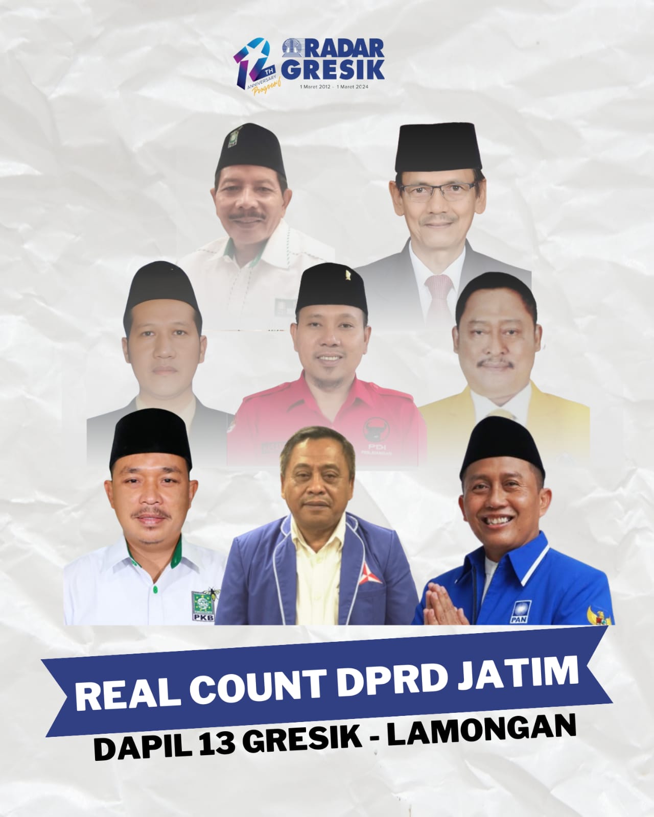 PERWAKILAN DAPIL X: Delapan caleg diprediksi akan menduduki DPRD Jatim untuk masa bakti 2024-2029.
