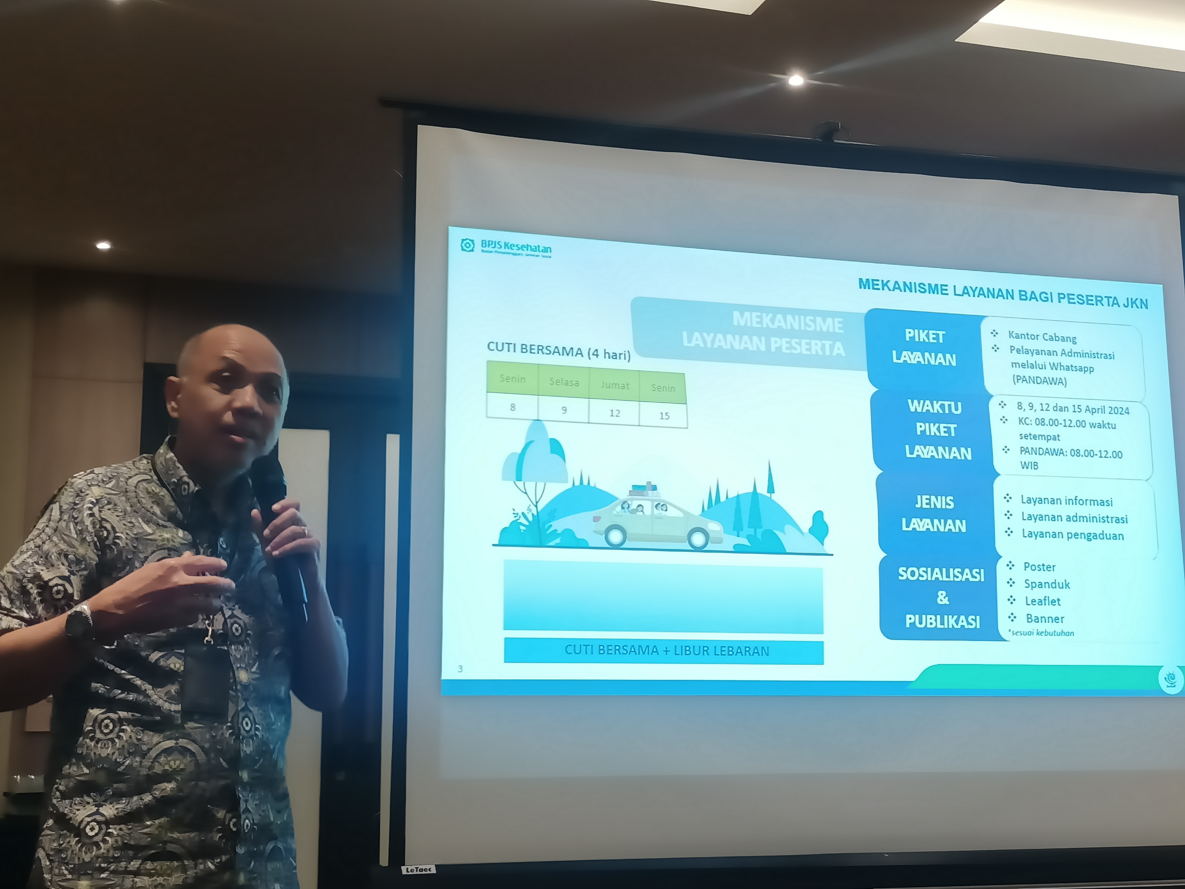 OPTIMISTIS: Kepala BPJS Kesehatan Cabang Gresik, Janoe Tegoeh Prasetijo menyampaikan akan meningkatkan pelayanan selama cuti bersama.