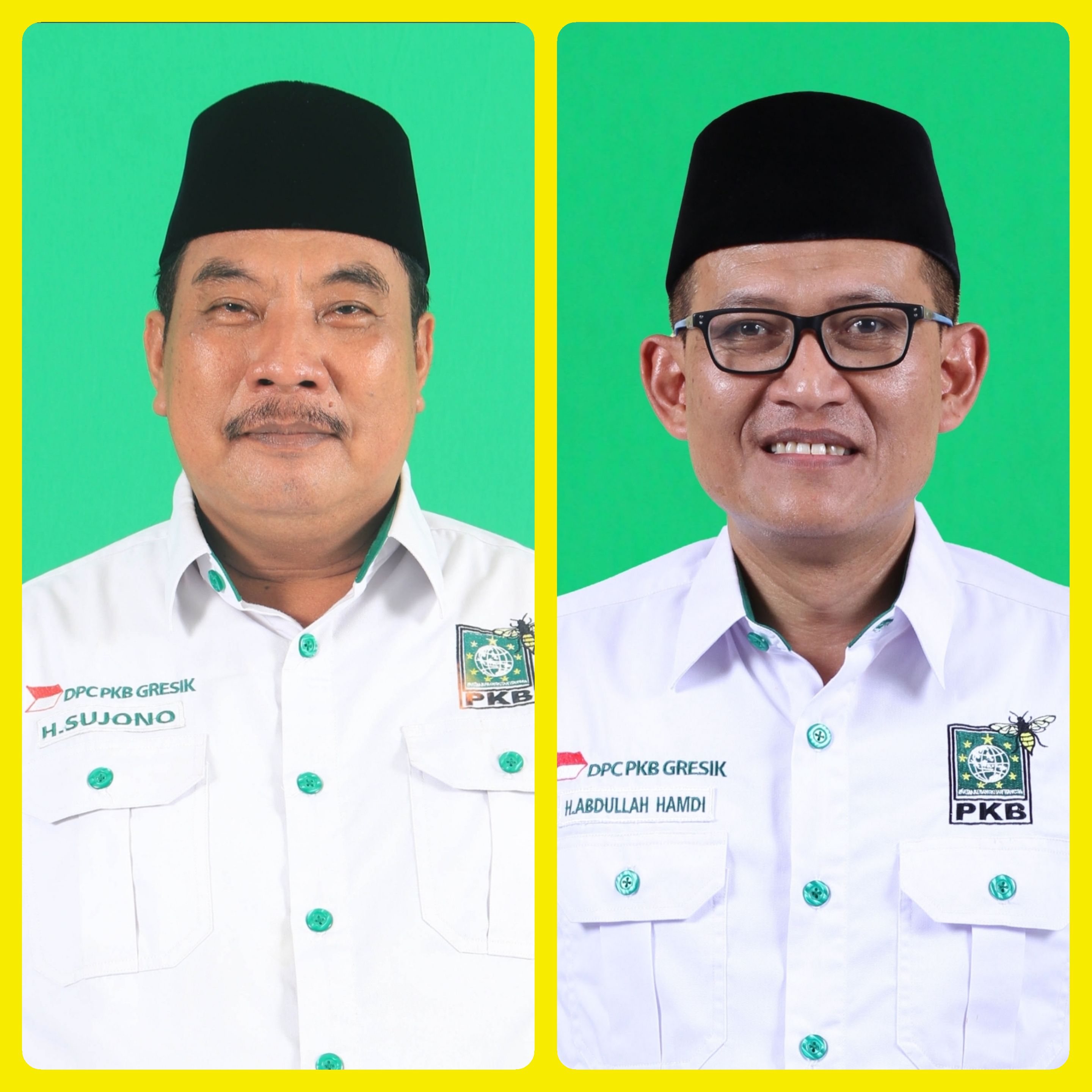CALEG TERPILIH: Sujono (kiri) dan Abdullah Hamdi diprediksi bakal jadi kuda hitam dalam perebutan kursi DPRD Gresik.