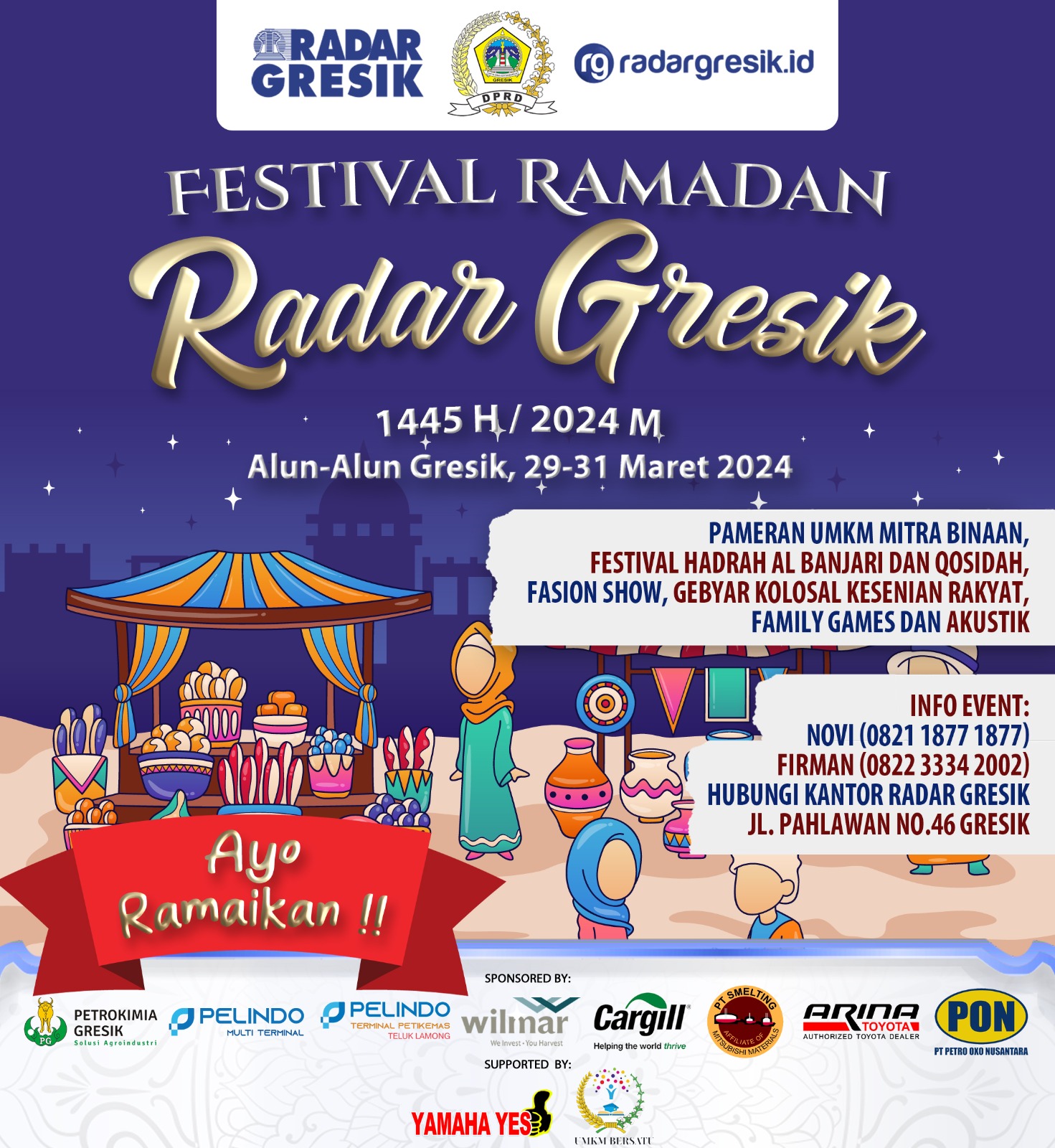 GELIAT EKONOMI: Radar Gresik kembali menggelar Festival Ramadan 2024 di depan kantor DPRD Gresik kawasan Alun-alun.