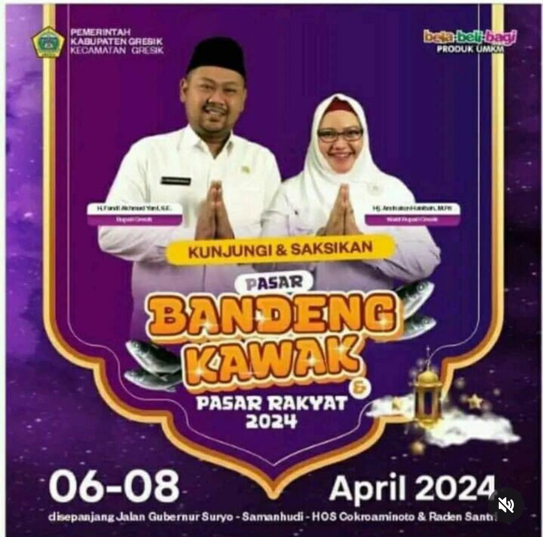 SEMARAK: Pemkab Gresik bakal menggelar Pasar Bandeng Kawak dan Pasar Rakyat 2024 mulai 6 hingga8 April 2024.